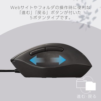 有線 USB マウス 静音 5ボタン エルゴノミクス 抗菌 Sサイズ SHELLPHA エレコム