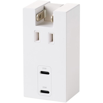 電源タップ USB直挿し (コンセント 1口 Type-C×2) PD 20W コンパクト 雷ガード ほこり防止シャッター エレコム