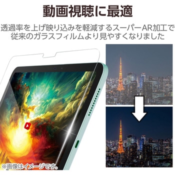 11インチ iPad Air (M3/M2) ガラスフィルム 超透明 光反射軽減 ガイドフレーム付 表面硬度10H 指紋防止 エレコム