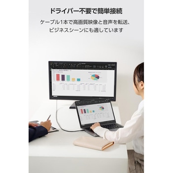 USB-C HDMI 変換ケーブル 2m 4K/60Hz対応 (Windows MacBook Chromebook Android iPhone iPad) ミラーリング エレコム