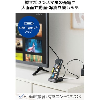 USB Type-C ドッキングステーション 6in1 充電スタンド PD対応 USB-C/4K対応 HDMI/SDカード エレコム