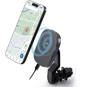 ワイヤレス充電器 Qi2 車 用 マグネット スマホホルダー 15W 高速充電 エアコン吹き出し口対応 片手操作 エレコム