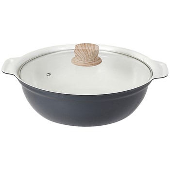 ビストロ・セラミックIH卓上鍋 ガラス蓋付 リブプラス