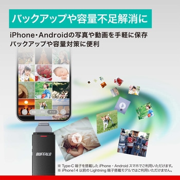 USB3.2(Gen2)Type-C/Aコネクター両対応中低速帯スティック2.0TBブラック - BUFFALO(バッファロー)
