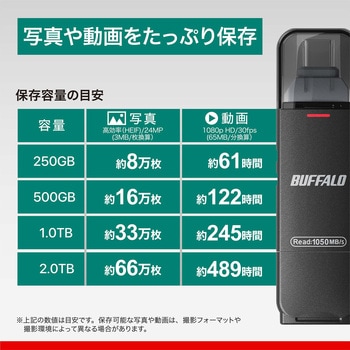 USB3.2(Gen2)Type-C/Aコネクター両対応高速帯スティック2.0TBブラック BUFFALO(バッファロー)