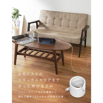 スパイラルシリコンケーブル CtoC 2m(ホワイト) - CIO