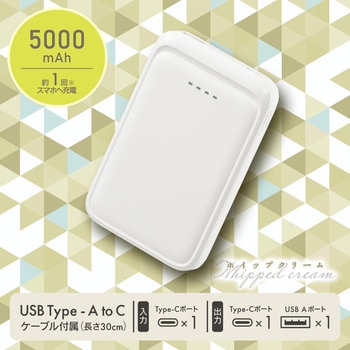 モバイルバッテリー 5000mAh 小型軽量 2台同時充電可 オーム電機