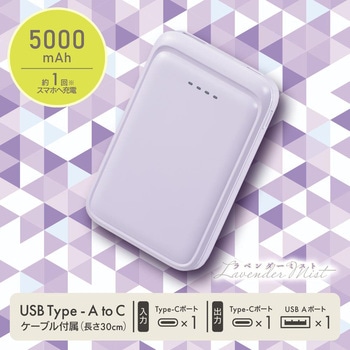 モバイルバッテリー 5000mAh 小型軽量 2台同時充電可 オーム電機