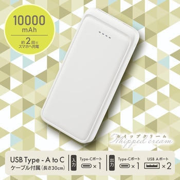 モバイルバッテリー 10000mAh 大容量 2台同時充電 オーム電機