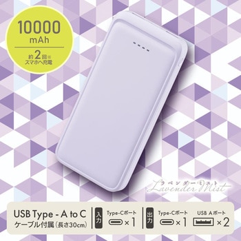 モバイルバッテリー 10000mAh 大容量 2台同時充電 オーム電機