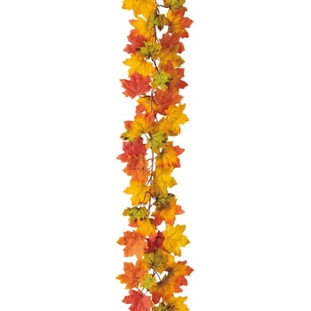 秋のディスプレイ・装飾用品 オータムミックス秋ガーランド 紅葉イエロー 長さ175cm ストア・エキスプレス