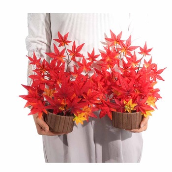 秋のディスプレイ・装飾用品 鮮やか紅葉スタンドアレンジ(造花)2個 ストア・エキスプレス
