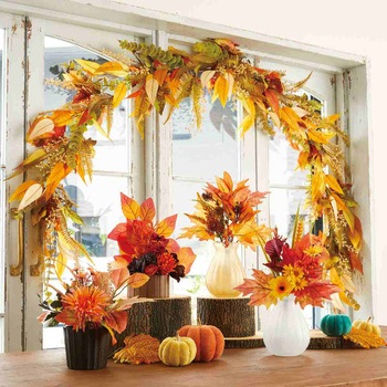秋のディスプレイ・装飾用品 オータムフラワーアレンジ 高さ27cm(造花) - ストア・エキスプレス
