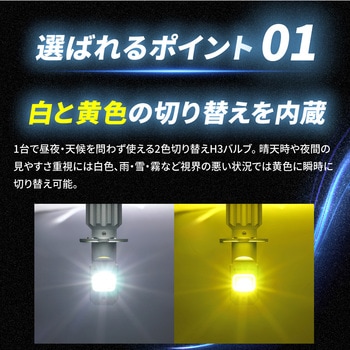 H3 フォグランプ用 2色切り替え内蔵 LEDバルブ 12v/24v兼用 竹村商会