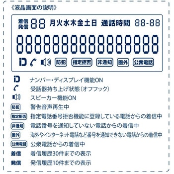シンプルホン 迷惑電話対策機能付き ナンバーディスプレイ対応 オーム電機