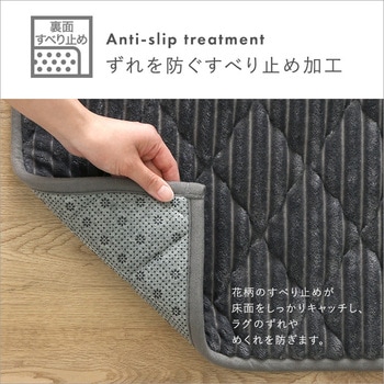 洗える ストライプ柄フランネルキルトラグ 200cm×200cm ホームテイスト