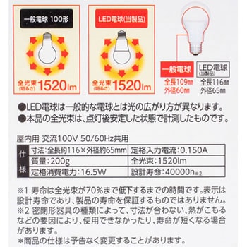 LDA17L-G/W/D-10V1 LED電球 全方向タイプ(調光器対応) 1個 アイリス