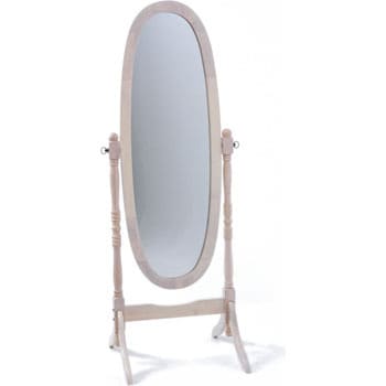 鏡不二貿易 オーバル型 木製フレーム 姿見 立て掛け鏡 スタンドミラー 角度調整