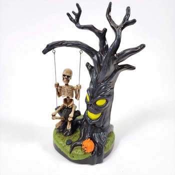 秋のディスプレイ・装飾用品 ハロウィン LEDムービングブランコガイコツオブジェ ストア・エキスプレス