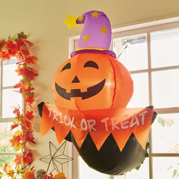 秋のディスプレイ・装飾用品 ハロウィン エアブロードール 飛び出しパンプキン 高さ85cm ストア・エキスプレス