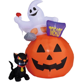 秋のディスプレイ・装飾用品 ハロウィン エアブロードール パンプキン&ゴースト&キャット 高さ180cm ストア・エキスプレス