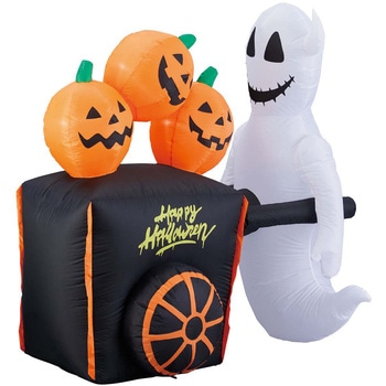 秋のディスプレイ・装飾用品 ハロウィン エアブロードール 手押し車ゴースト 高さ155cm - ストア・エキスプレス
