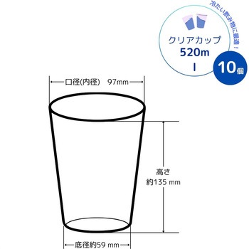 ベーシックセレクト クリアカップ 520ml/10個入 - 大和物産