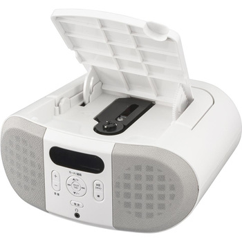 CDラジオ ステレオスピーカー 2電源対応 ホワイト AM/FM20局 - オーム電機