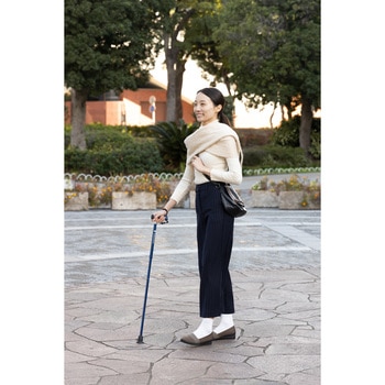 バンブーステッキ 折りたたみ杖 ネイビー 竹虎