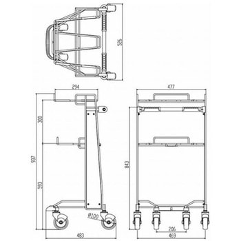 ビュッフェカート シルバー W526×D483×H937mm 大和産業