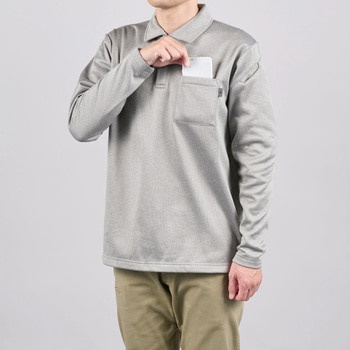 0450ウォームフィットロングポロシャツ シンメン