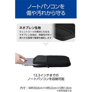 パソコンケース メッシュポケット×3 撥水 薄型 耐衝撃 ダブルファスナー スリーブ エレコム