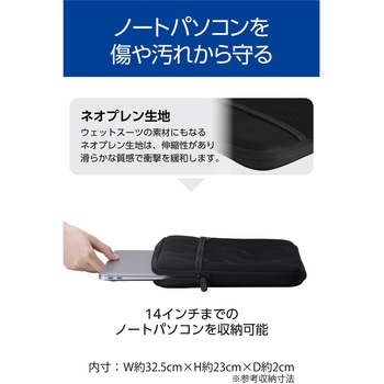 パソコンケース メッシュポケット×3 撥水 薄型 耐衝撃 ダブルファスナー スリーブ エレコム