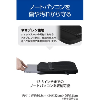 パソコンケース メッシュポケット 撥水 薄型 耐衝撃 ダブルファスナー スリーブ エレコム