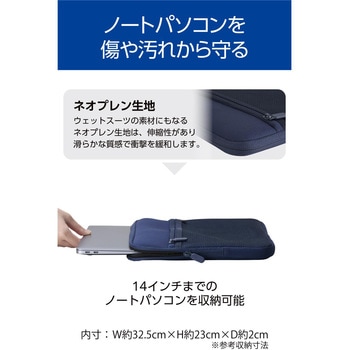 パソコンケース メッシュポケット 撥水 薄型 耐衝撃 ダブルファスナー スリーブ エレコム