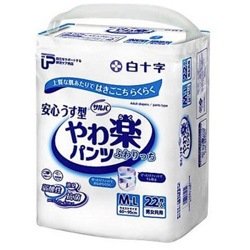 PUサルバ やわ楽パンツ 安心うす型 M-L 1箱 22枚×3個入 白十字