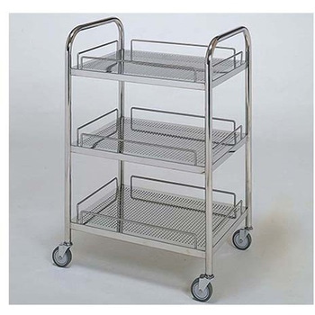 ステンレスワゴンアーチ型回診車 パンチング枠付 - 柏ステンレス工業