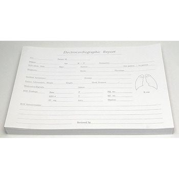 心電図記録紙 幅210mm×長60m/折300mm 折り畳み型・方眼線有 5冊入 ちばら