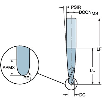 CoroMill(R) Plura 倣い加工用超硬ボールエンドミル ロングタイプ サンドビック