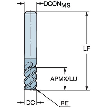 CoroMill(R) Plura 汎用フライス加工用超硬エンドミル コーナR付スクエア3枚刃 サンドビック