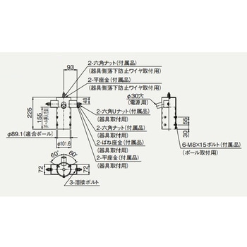 屋外用照明 一体形 小形投光器 横取付用ポールヘッド 2灯用 【受注生産品】 三菱電機