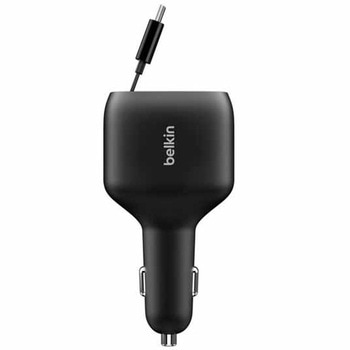 75W 3ポート車載充電器 巻き取り式ケーブル付 - BELKIN(ベルキン)