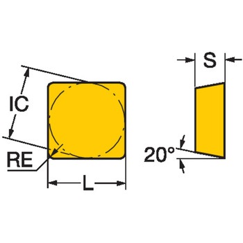 旋削ポジ   SE□□型-12(正方形90°)R0.8 被削材N(非鉄) サンドビック