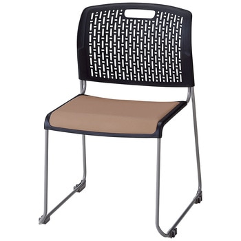 スタッキングチェア 座パッド付き ブラウン 4脚セット ストア・エキスプレス