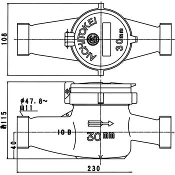 PD30Ⅲ 水道メーター(ガス管金具付) 1台 愛知時計電機 【通販サイト