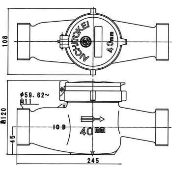 水道メーター(ガス管金具付) 愛知時計電機