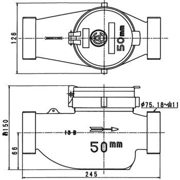 PDY50Ⅲ 水道メーター(ガス管金具付) 1台 愛知時計電機 【通販モノタロウ】