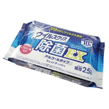 ウイルスC除菌EX極厚大判アルコールウェット25枚 ライフ堂