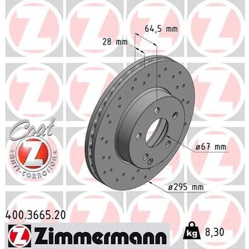 輸入車用ブレーキディスクセット(2枚入) Zimmermann 車用ディスク