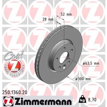 250.1360.20 輸入車用ブレーキディスクセット(2枚入) 1箱(2枚